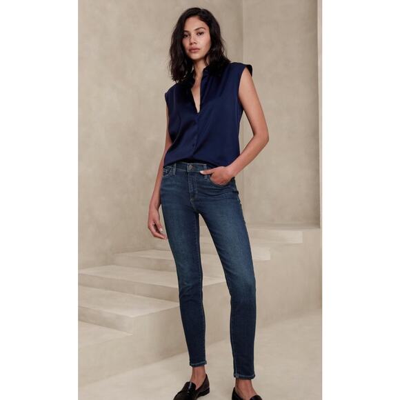 New Banana Republic Perfect Skinny Jeans Size 28 Womens Blue Denim Dark Wash Zip - Picture 1 of 5